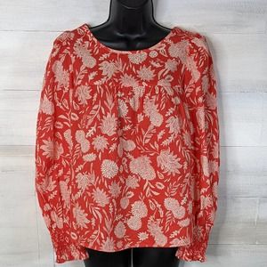 Universal Thread Loose Fit Flowy Orange and White Peasant Crop Top Size S NEW